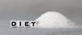 White cube arranged in the word  Ã¢â¬â¢DIET` with sugar. Royalty Free Stock Photo